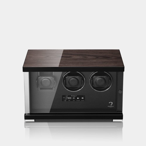 Rotomat dla 2 zegarków z dodatkowym miejscem do przechowywania zegarka.