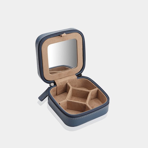 Skórzane niebieskie etui na biżuterię