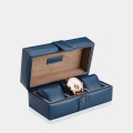 Skórzana szkatułka na zegarki w kolorze niebieskim
