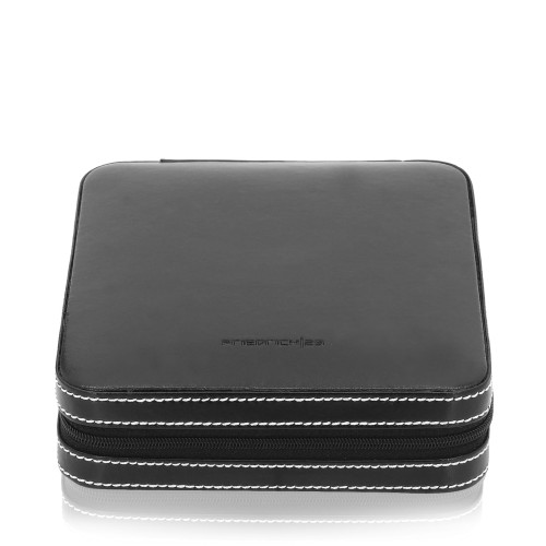 Pudełko na spinki do mankiety i pierścionki London z elastycznymi pętelkami – czarne