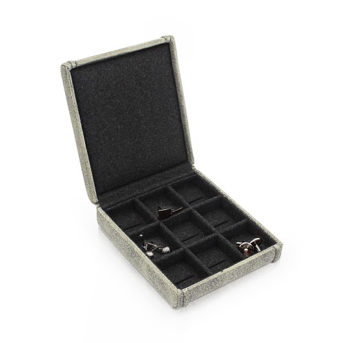 Pudełko na spinki do mankiety i pierścionki z elastycznymi pętelkami Cubano - szare