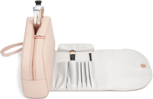 Kosmetyczka Stackers z kieszeniami na pędzle różowa 1