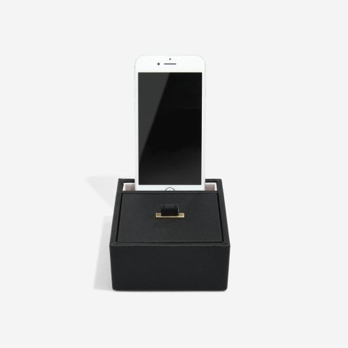 Stacja dokująca i pudełko na biżuterię pojedyncze STACKERS Black Saffiano 2