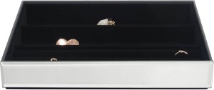 Szkatułka na biżuterię Stackers 4 komorowa classic velvet szklana z czarną wyściółką