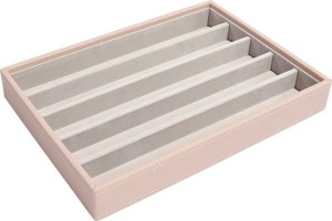 Szkatułka na biżuterię Stackers pięciokomorowa classic velvet jasnoróżowa