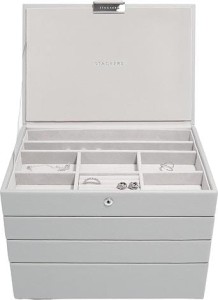Szkatułka na biżuterię Stackers Pebble poczwórna classic kamienna szarość