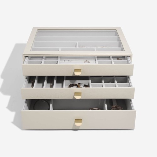 Szkatułka na biżuterię Stackers supersize jasnobeżowa z 3 szufladami