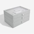 Szkatułka na biżuterię Stackers Pebble supersize kamienna szarość z 3 szufladami