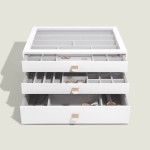 Szkatułka na biżuterię Stackers Pebble supersize biała z 3 szufladami