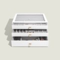 Szkatułka na biżuterię Stackers Pebble 19 komorowa supersize biała z szufladą