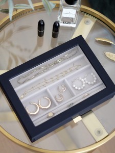 Szkatułka na biżuterię Stackers Pebble 6 komorowa Navy Blue