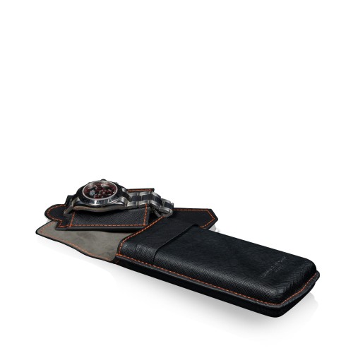 Etui podróżne na zegarek HEISSE &amp; SÖHNE Mondo Saffiano Black &amp; Orange 1