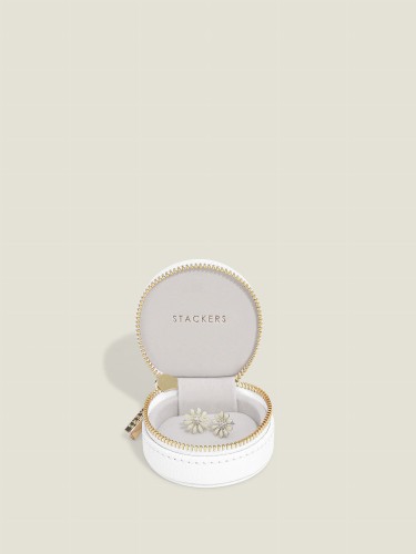 Etui podróżne na pierścionki STACKERS Oyster White Pebble 1