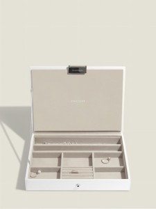 Szkatułka Stackers classic biało-beżowa z pokrywką