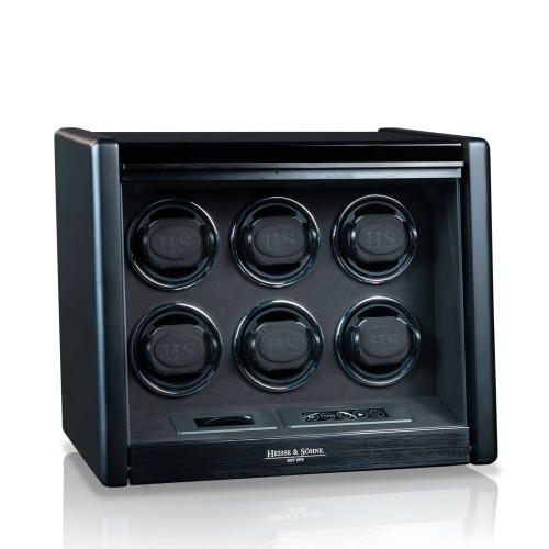 Rotomat HEISSE &amp; SÖHNE Madrid na 6 zegarków czarny połysk